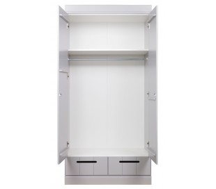 Klædeskab med skuffer i lakeret fyrretræ H195 x B94 x D53 cm - Hvid 2