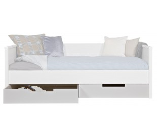 Sengegavl i sildebens fyrretræ H123 x B178 x D10 cm - Rustik hvid