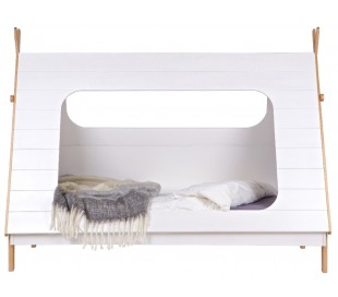 Tipi børneseng 90 x 200 cm inkl. bund - Hvid 2