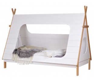 Tipi børneseng 90 x 200 cm inkl. bund - Hvid