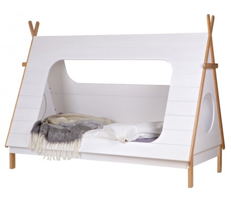 Tipi børneseng 90 x 200 cm inkl. bund - Hvid