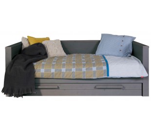 Børneseng 219 x 101 cm inkl. bund - Børstet grå 2