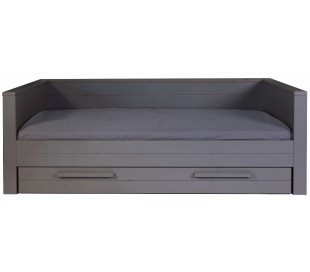 Børneseng 219 x 101 cm inkl. bund - Børstet grå