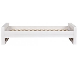 Børneseng 219 x 101 cm inkl. bund - Børstet hvid