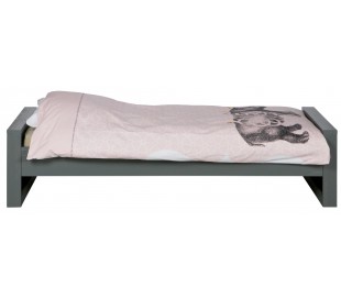 Børneseng 219 x 95 cm inkl. bund - Børstet hvid