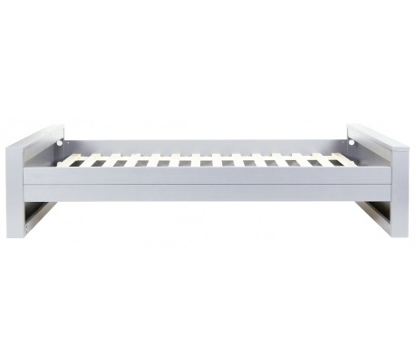 Børneseng 219 x 95 cm inkl. bund - Børstet stålgrå