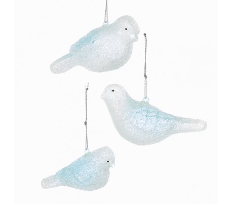 Frostet glaskugle assorteret Ø10 - Blå