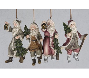 Julemand på pind til krans H7 cm - Brun/Hvid