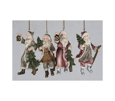 Julemand på pind til krans H7 cm - Brun/Hvid