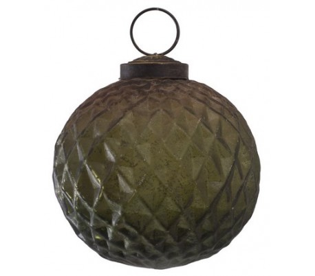 Jule løg i glas Ø7 cm - Grøn/Kobber