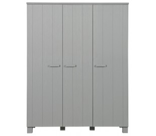 Dobbeltskab i fyrretræ H202 x B111 x D55 cm - Børstet grå