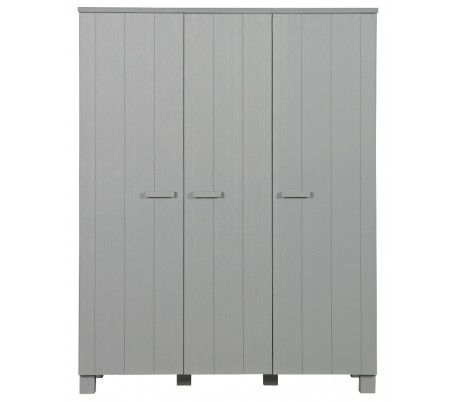 Dobbeltskab i fyrretræ H202 x B111 x D55 cm - Børstet grå