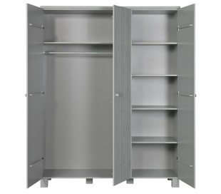 Dobbeltskab i fyrretræ H202 x B111 x D55 cm - Børstet grå 2