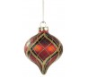 Tartan julekugle i glas Ø10 cm