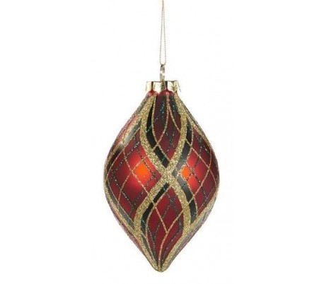 Tartan julekugle i glas Ø10 cm