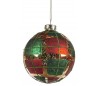 Tartan julekugle i glas Ø10 cm