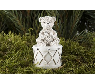 Bjørnepar på pind til krans H6 cm - Creme