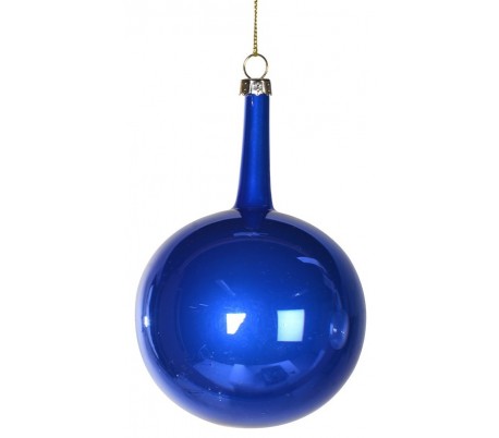 Julekugle i glas H11 cm Ø8 cm - Mat blå