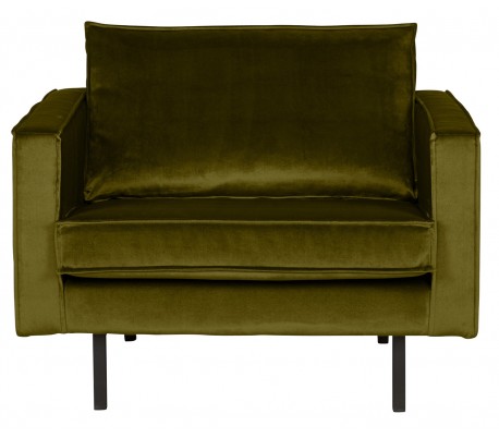 Lænestol i velour B105 cm - Blå