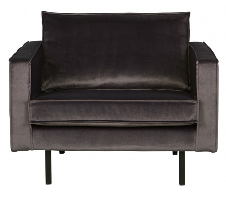 Lænestol i velour B105 cm - Khaki