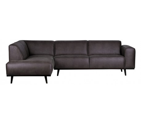 Hjørnesofa i ægte læder 274 x 210 cm - Grå