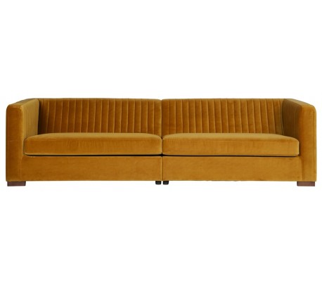 Moderne sofa i velour 215 cm - Sennepsgul