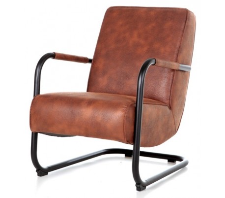 Lænestol i tekstil og metal H76 x B65 x D65 cm - Cognac