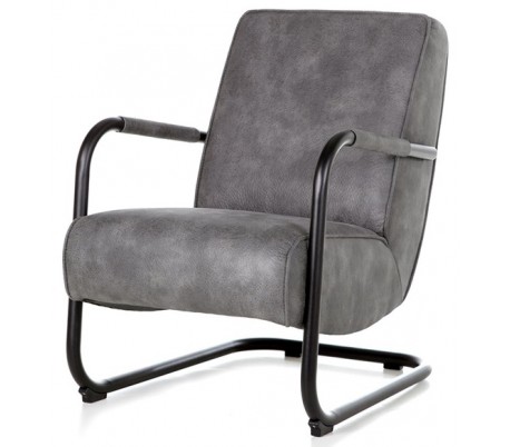 Lænestol i tekstil og metal H84 x B62 x D81 cm - Cognac