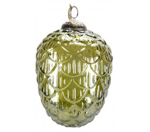 Juleophæng i glas H18 x Ø13 cm - Mørkerød