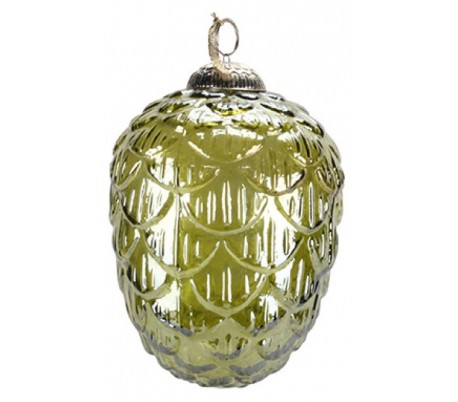 Juleophæng i glas H18 x Ø13 cm - Mørkerød