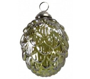 Juleophæng i glas H18 x Ø13 cm - Grøn