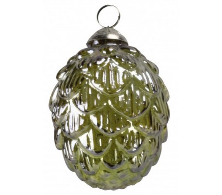 Juleophæng i glas H18 x Ø13 cm - Grøn