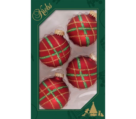 Sæt med 8 glaskugler Ø6,7 cm - Flame red