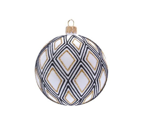 Julekugle i mundblæst glas Ø8 cm - Guld