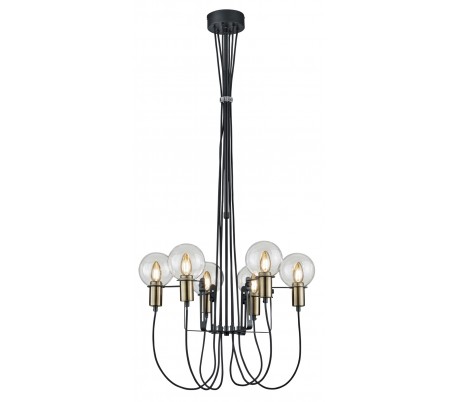 Prægtig lysekrone med perler og glaskrystaller H63 cm x B136 cm - Rustbrun