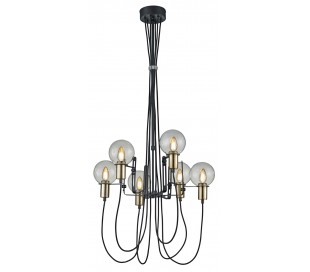 Prægtig lysekrone med perler og glaskrystaller H63 cm x B136 cm - Rustbrun 2