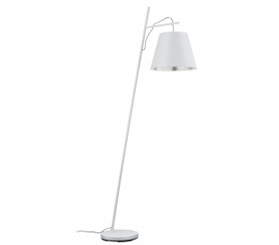 Gulvlampe med tekstilskærm H155 - Hvid/Sølv