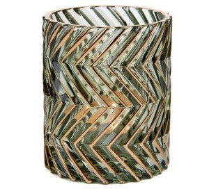 Fyrfadsstage i glas H9 cm - Guld