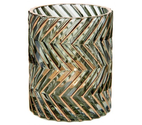 Fyrfadsstage i glas H9 cm - Guld