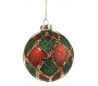 Tartan julekugle i glas Ø10 cm