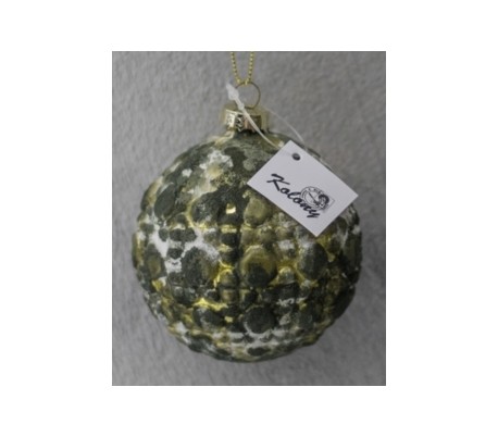 Julekugle i glas Ø8 cm - Rust med guld