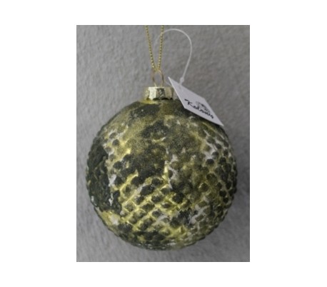 Julekugle i glas Ø8 cm - Antik mug grøn