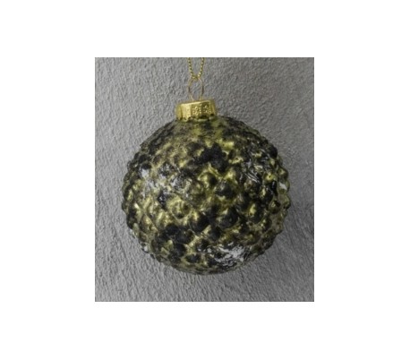 Julekugle i glas Ø8 cm - Antik mug grøn