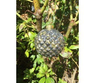 Julekugle i glas Ø8 cm - Antik mug grøn 2