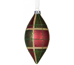 Julekugle i glas med velour Ø8 cm - Rød