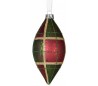 Juleophæng i glas H12 cm - Tartan