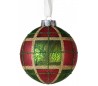 Julekugle i glas Ø8 cm - Tartan