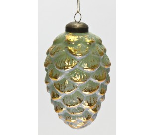 Julekugle i glas Ø8 cm - Antik grøn