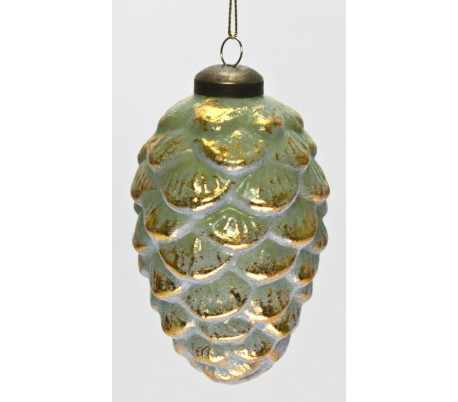 Julekugle i glas Ø8 cm - Antik grøn