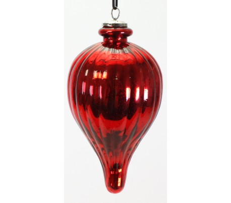 XXL Julekugle i glas H23 x Ø12 cm - Rød